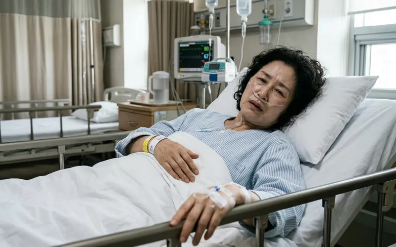 병원에 누워계신 노인 환자